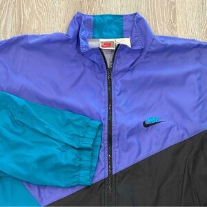 Vintage 90s Nike Colorblock Windbreaker Mens Large Purple Full Zip Jacket Swoosh